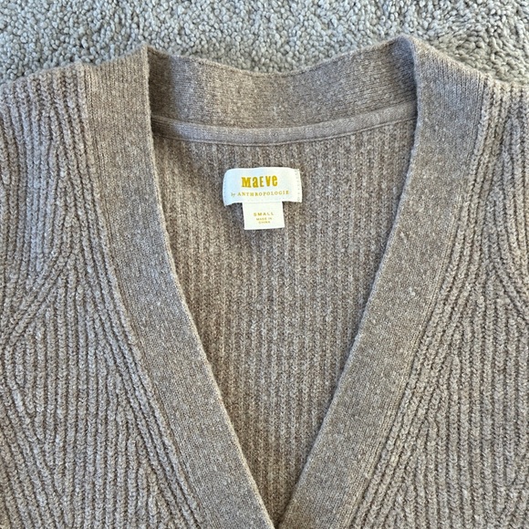 Anthropologie Taupe Ribbed Knit Cardigan - Picture 3 of 6